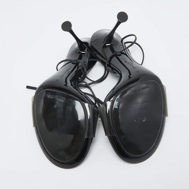Pre Owned Gianvito Rossi Black PVC and Leather Spice Sandals Size 38