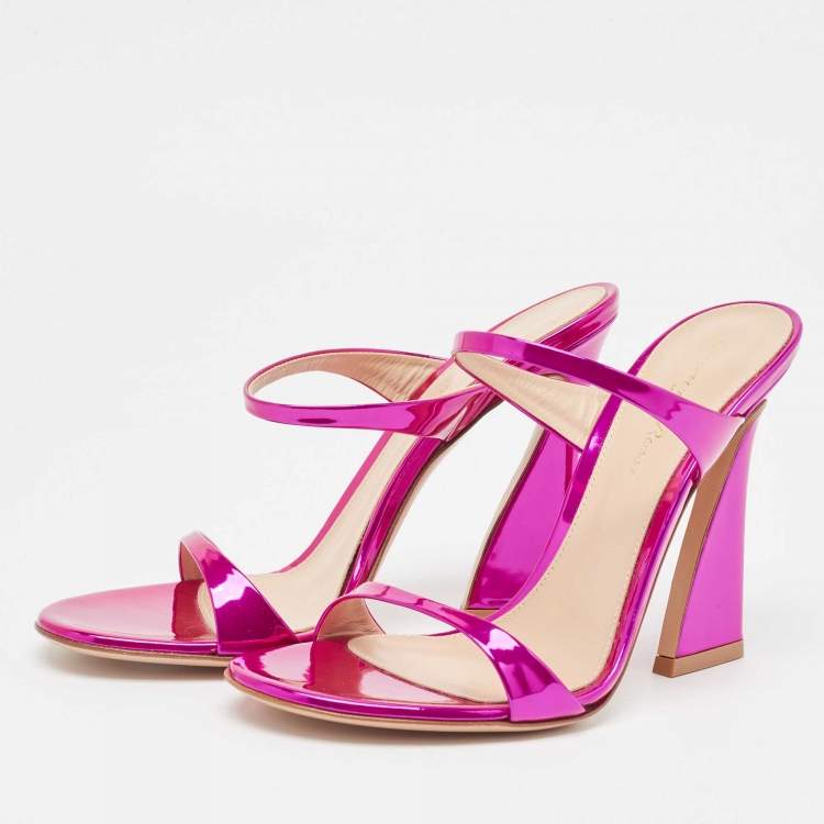 Pre Owned Gianvito Rossi Metallic Pink Leather Aura Sandals Size 36