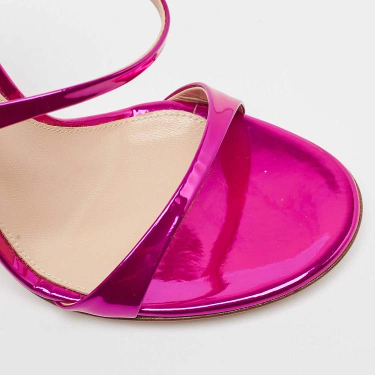 Pre Owned Gianvito Rossi Metallic Pink Leather Aura Sandals Size 36