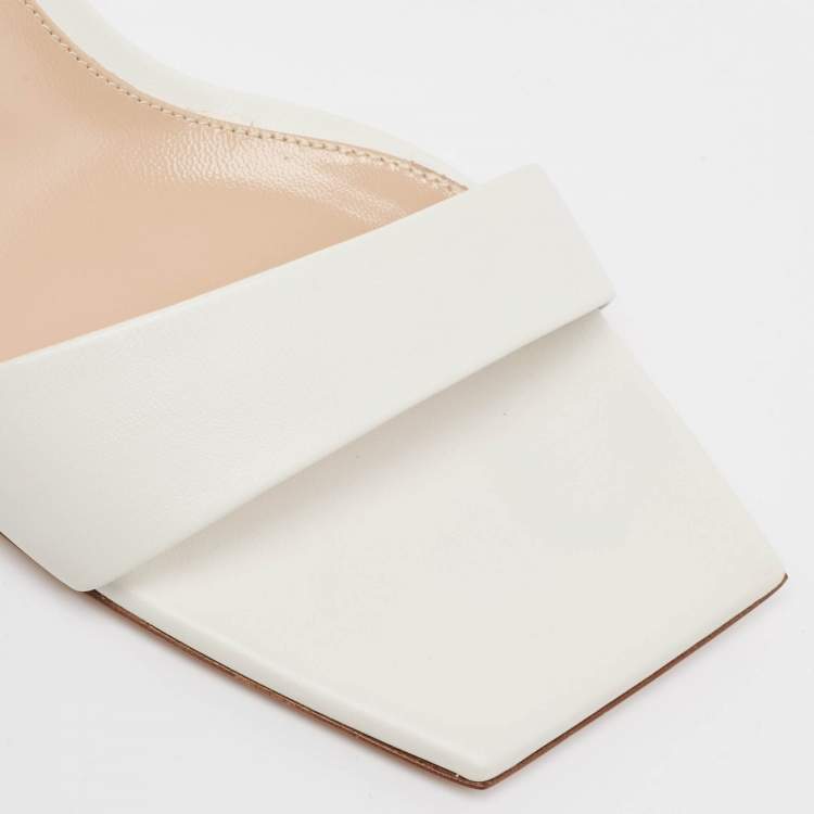 Pre Owned Gianvito Rossi White Leather Cosmic Sandals Size 39.5