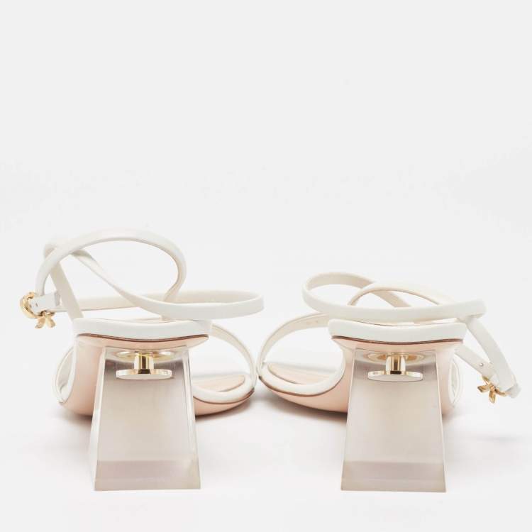 Pre Owned Gianvito Rossi White Leather Cosmic Sandals Size 39.5