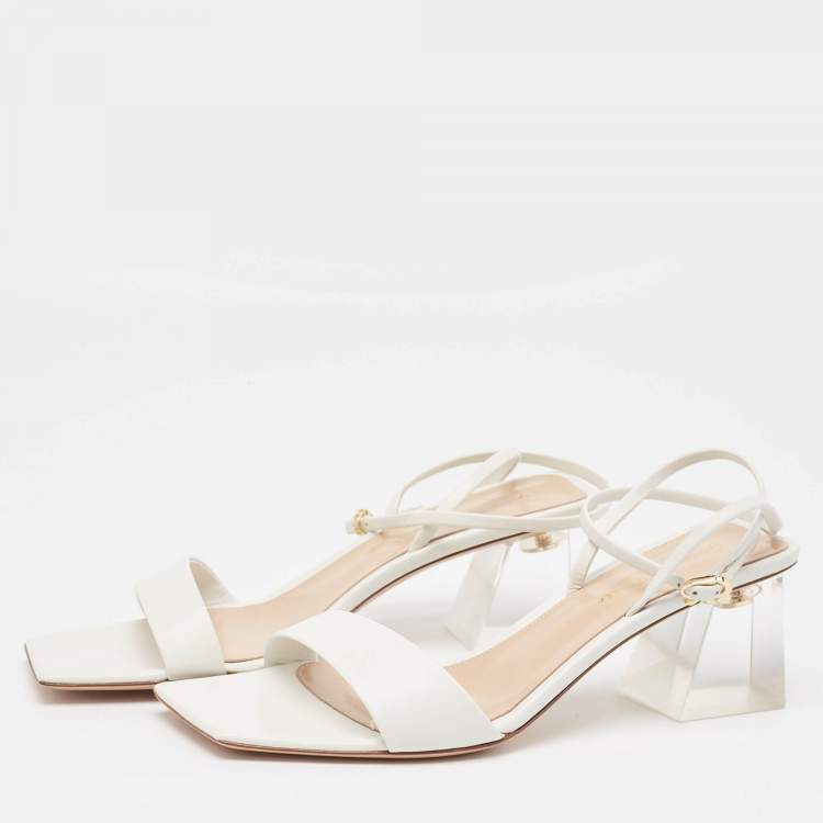 Pre Owned Gianvito Rossi White Leather Cosmic Sandals Size 39.5