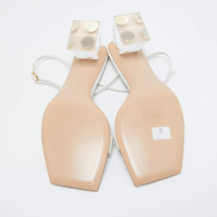 Pre Owned Gianvito Rossi White Leather Cosmic Sandals Size 39.5