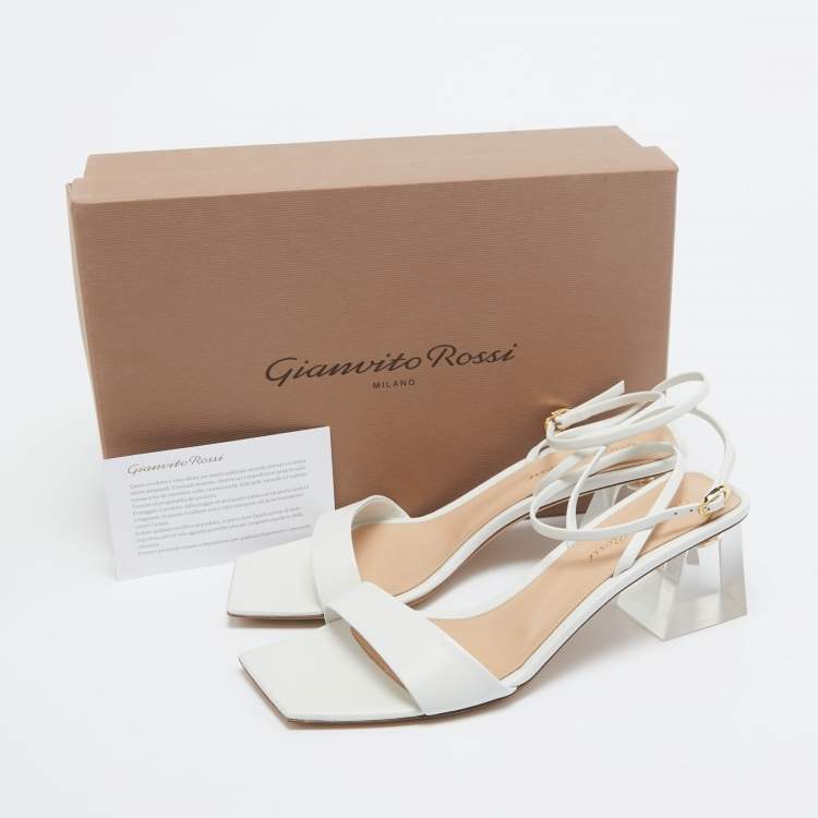 Pre Owned Gianvito Rossi White Leather Cosmic Sandals Size 39.5