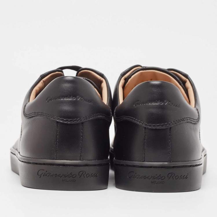 Pre Owned Gianvito Rossi Black Leather Ribbon Low Top Sneakers Size 37.5
