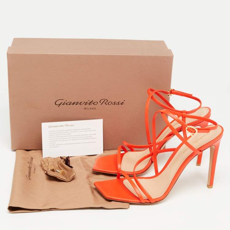 Pre Owned Gianvito Rossi Poppy Red Leather Manilla Sandals Size 36