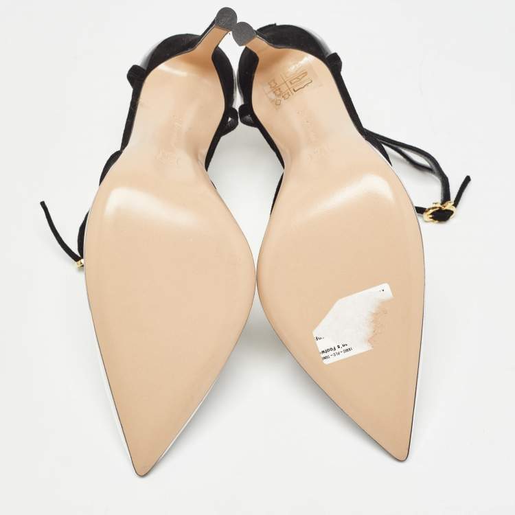 Pre Owned Gianvito Rossi Black Suede and PVC Wavy Plexi Pumps Size 36