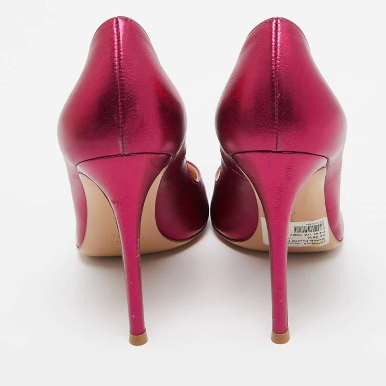 Pre Owned Gianvito Rossi Metallic Pink Leather Gianvito Pumps Size 37