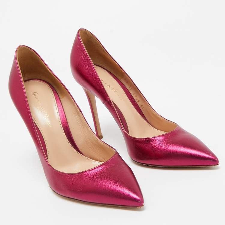 Pre Owned Gianvito Rossi Metallic Pink Leather Gianvito Pumps Size 37