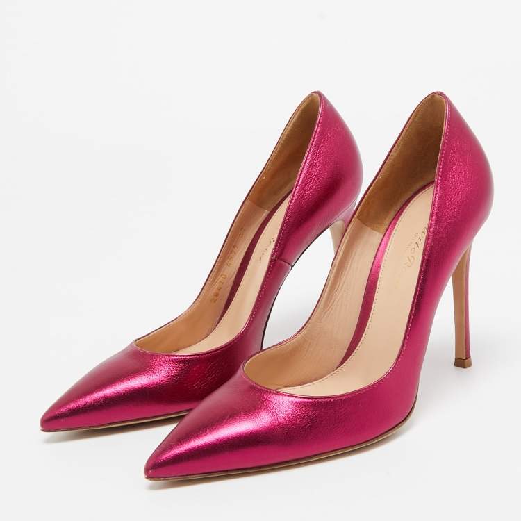 Pre Owned Gianvito Rossi Metallic Pink Leather Gianvito Pumps Size 37