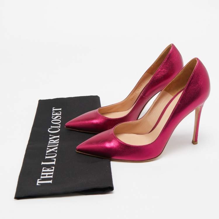 Pre Owned Gianvito Rossi Metallic Pink Leather Gianvito Pumps Size 37