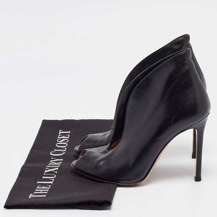 Pre Owned Gianvito Rossi Black Leather Vamp Boots Size 35