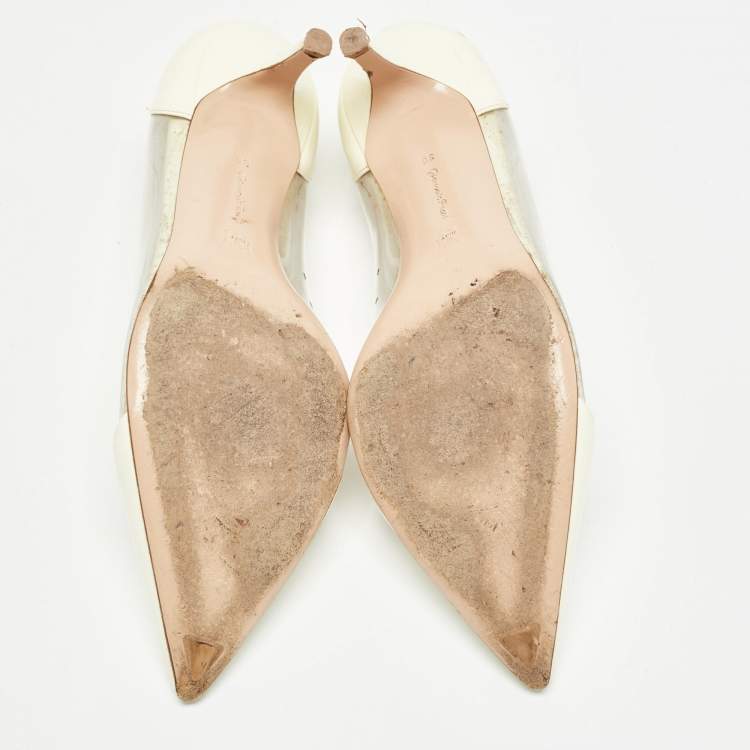 Pre Owned Gianvito Rossi Cream Patent Plexi Pumps Size 38