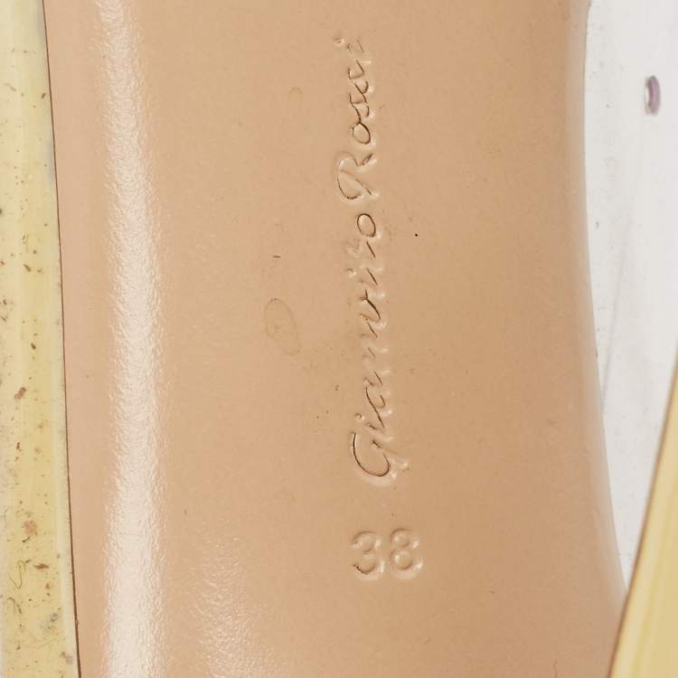 Pre Owned Gianvito Rossi Yellow Leather and PVC Plexi  Pumps Size 38