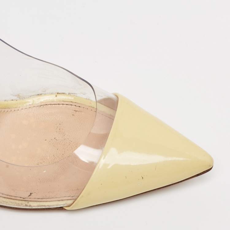 Pre Owned Gianvito Rossi Yellow Leather and PVC Plexi  Pumps Size 38