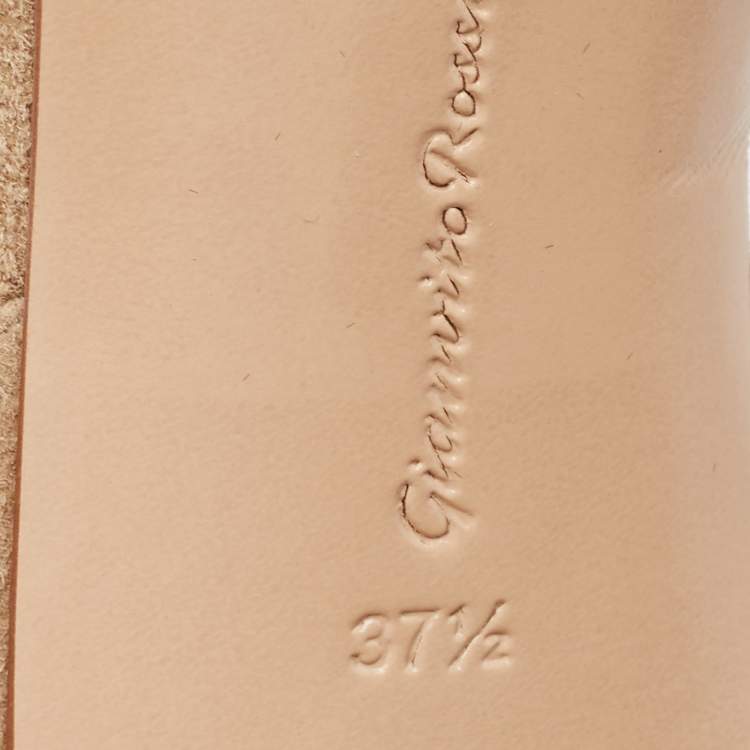 Pre Owned Gianvito Rossi Beige Suede Ankle Tie Pumps Size 37.5