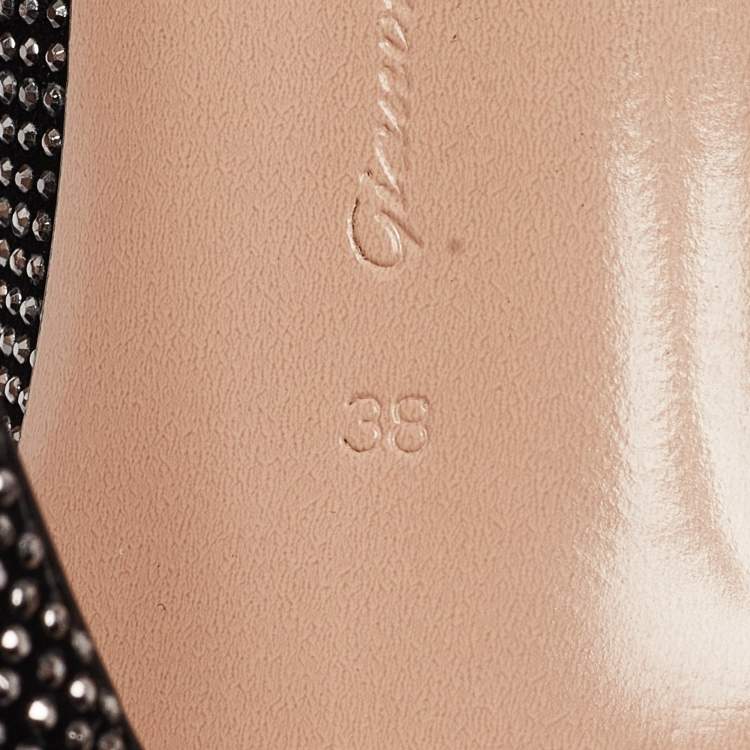 Pre Owned Gianvito Rossi Black Sued Studded Vamp Booties Size 38