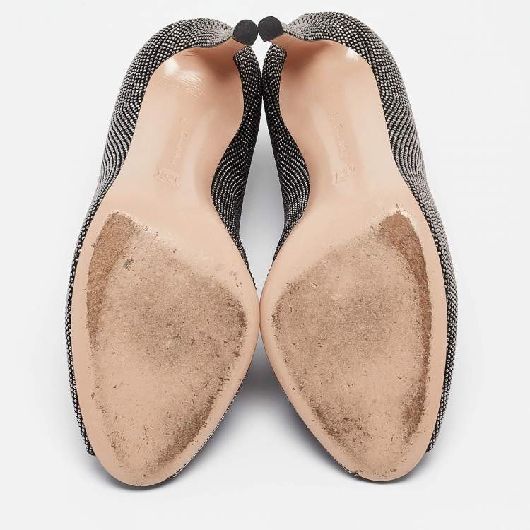 Pre Owned Gianvito Rossi Black Sued Studded Vamp Booties Size 38