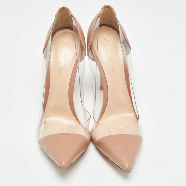 Pre Owned Gianvito Rossi Pink Leather and PVC Plexi Pumps Size 40.5