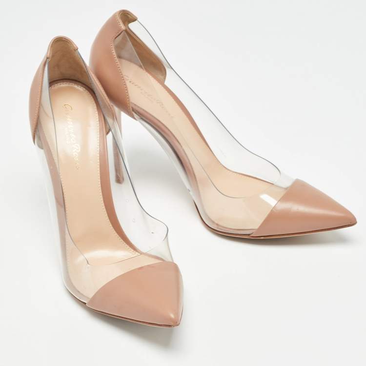 Pre Owned Gianvito Rossi Pink Leather and PVC Plexi Pumps Size 40.5