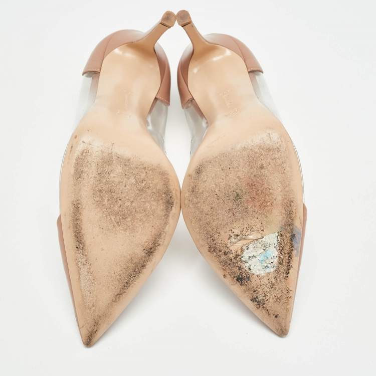 Pre Owned Gianvito Rossi Pink Leather and PVC Plexi Pumps Size 40.5