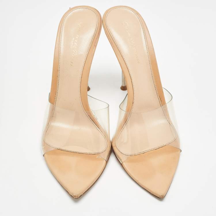 Pre Owned Gianvito Rossi Transparent PVC Elle Slide Sandals Size 39