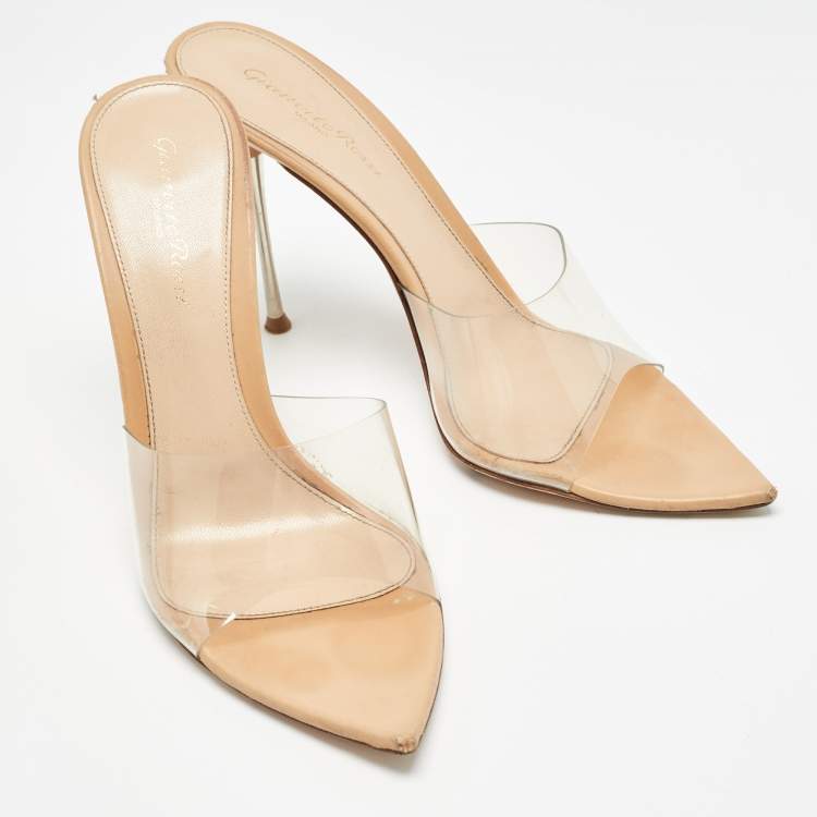 Pre Owned Gianvito Rossi Transparent PVC Elle Slide Sandals Size 39