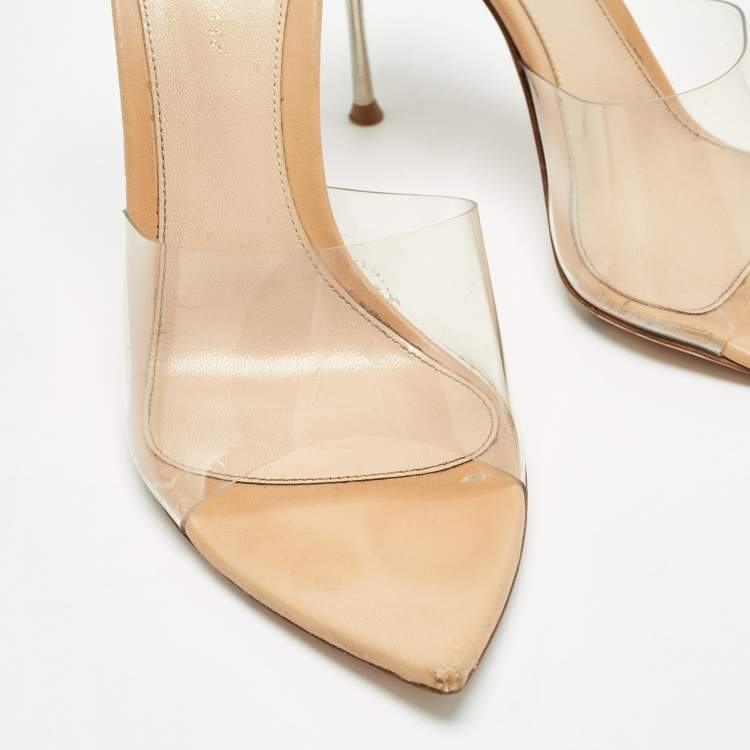 Pre Owned Gianvito Rossi Transparent PVC Elle Slide Sandals Size 39