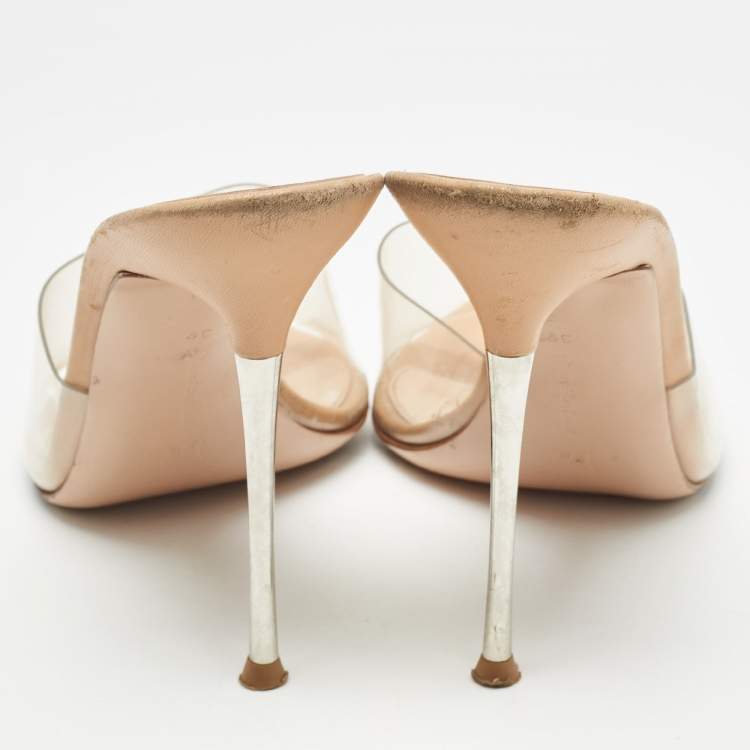 Pre Owned Gianvito Rossi Transparent PVC Elle Slide Sandals Size 39