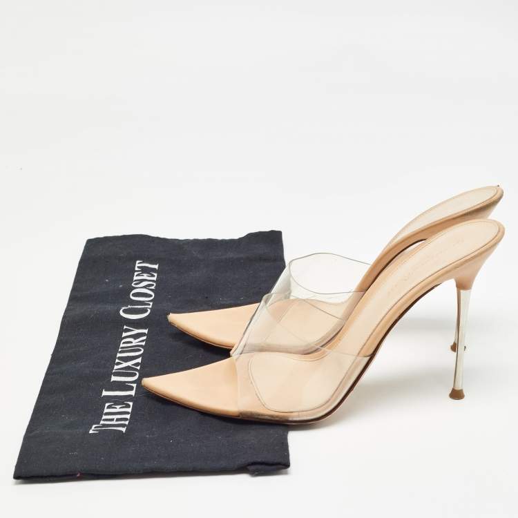 Pre Owned Gianvito Rossi Transparent PVC Elle Slide Sandals Size 39