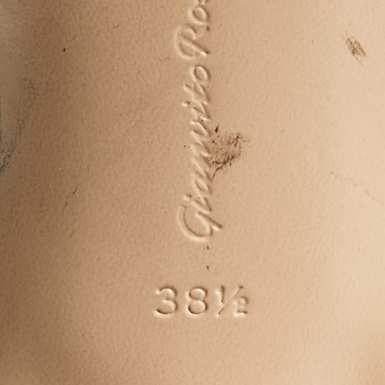 Pre Owned Gianvito Rossi Black Leather and Mesh Slide Sandals Size 38.5