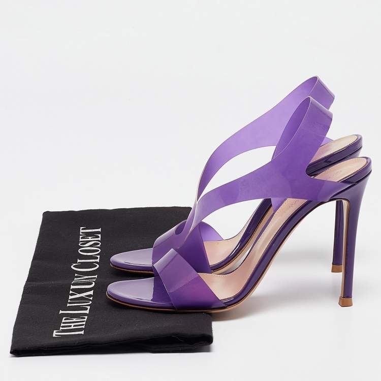 Pre Owned Gianvito Rossi Purple PVC Metropolis Sandals Size 36