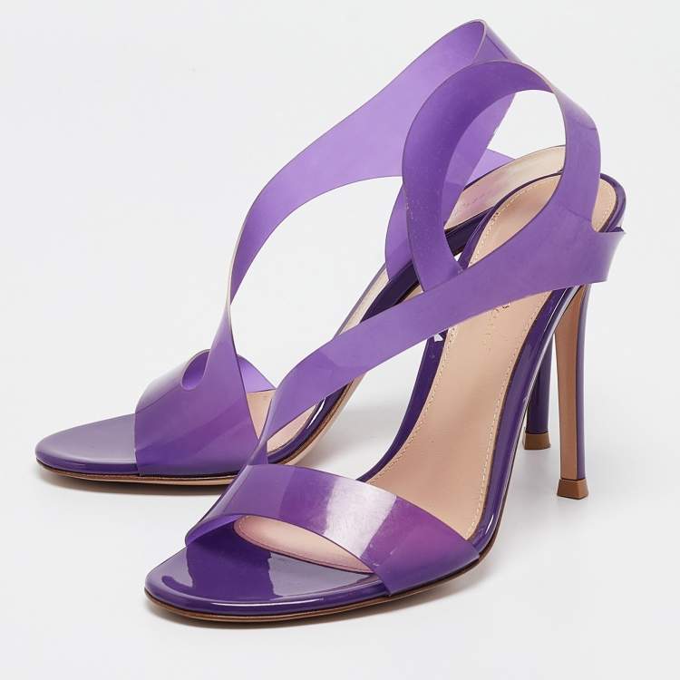 Pre Owned Gianvito Rossi Purple PVC Metropolis Sandals Size 36