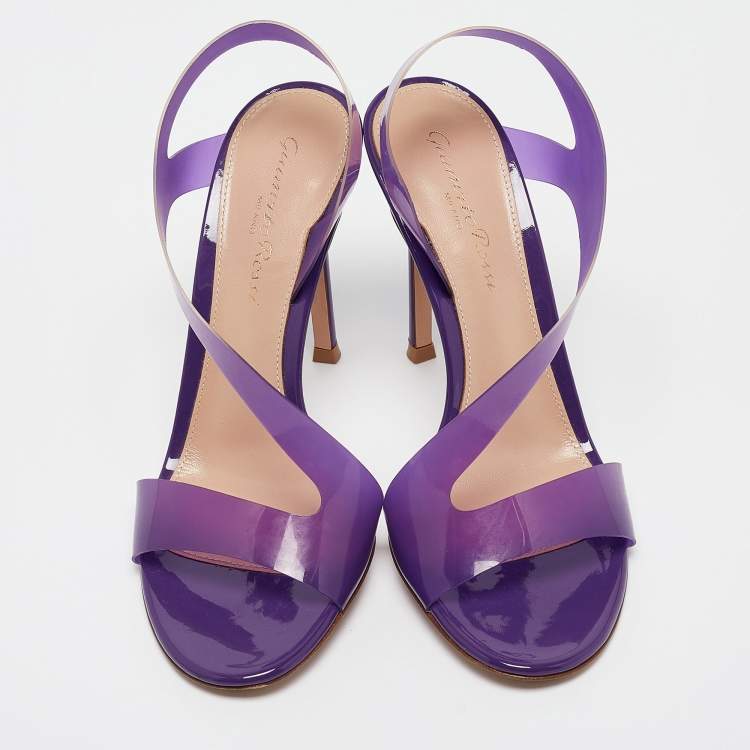 Pre Owned Gianvito Rossi Purple PVC Metropolis Sandals Size 36
