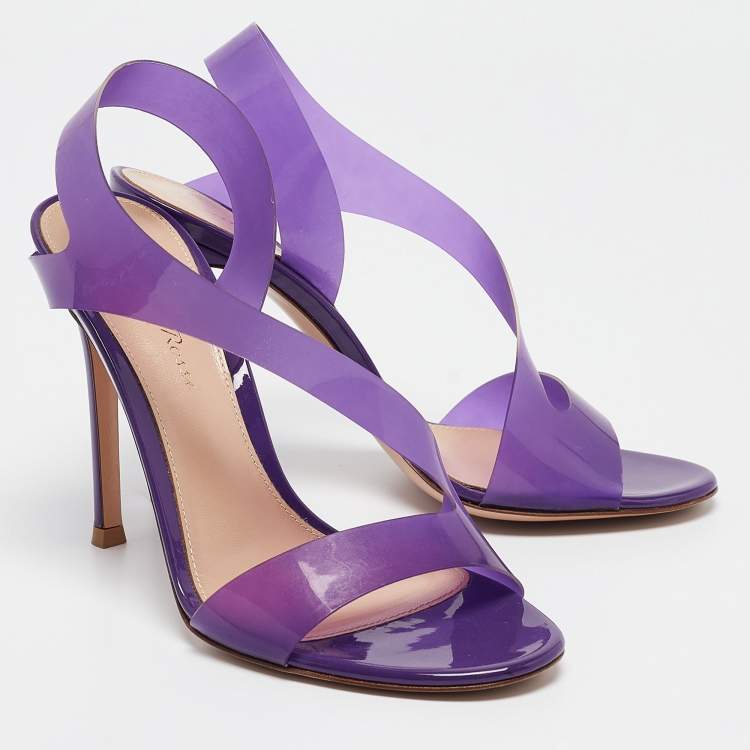 Pre Owned Gianvito Rossi Purple PVC Metropolis Sandals Size 36