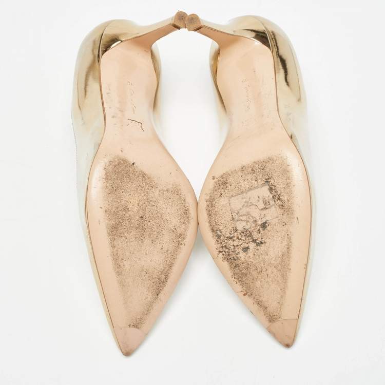 Pre Owned Gianvito Rossi Gold Leather Gianvito Pumps Size 35