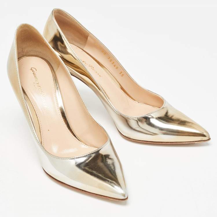 Pre Owned Gianvito Rossi Gold Leather Gianvito Pumps Size 35