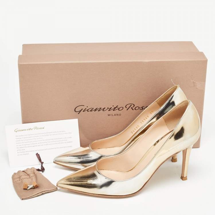 Pre Owned Gianvito Rossi Gold Leather Gianvito Pumps Size 35