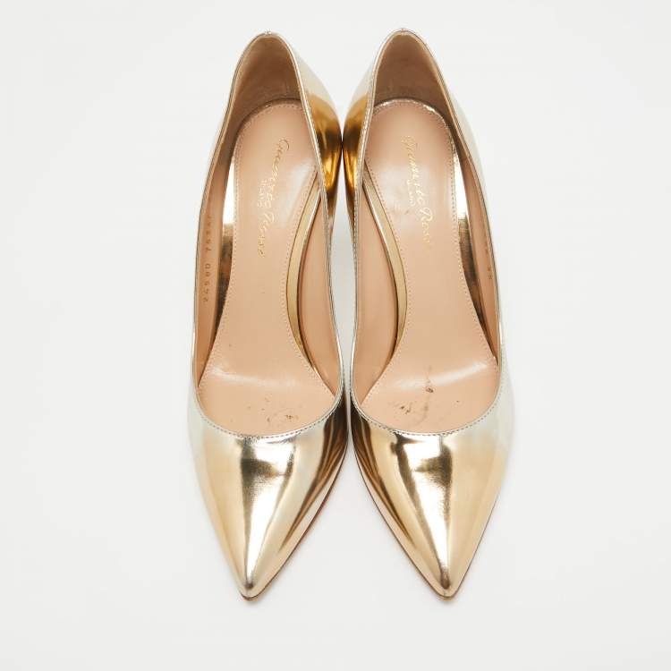 Pre Owned Gianvito Rossi Gold Leather Gianvito Pumps Size 35