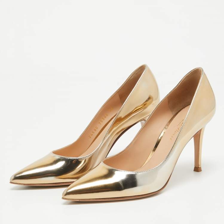 Pre Owned Gianvito Rossi Gold Leather Gianvito Pumps Size 35
