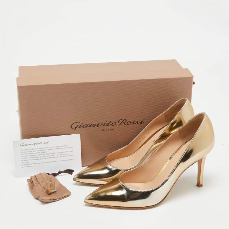 Pre Owned Gianvito Rossi Gold Leather Gianvito Pumps Size 35