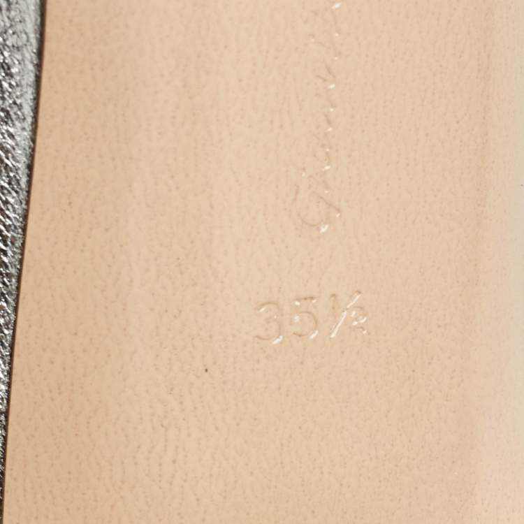 Pre Owned Gianvito Rossi Silver Leather Lindsay Mules Size 35.5