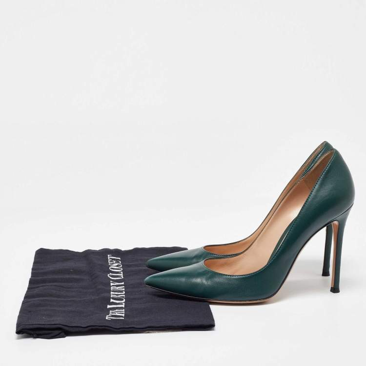 Pre Owned Gianvito Rossi Green Leather Gianvito Pumps Size 38.5