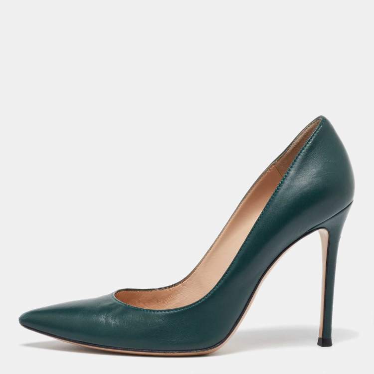 Pre Owned Gianvito Rossi Green Leather Gianvito Pumps Size 38.5