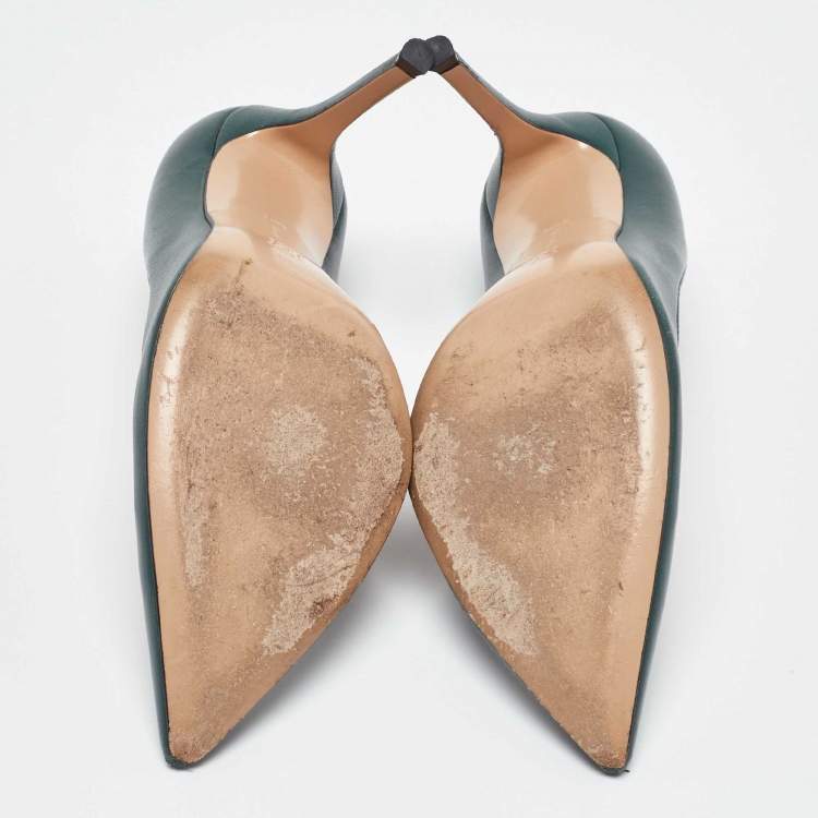 Pre Owned Gianvito Rossi Green Leather Gianvito Pumps Size 38.5