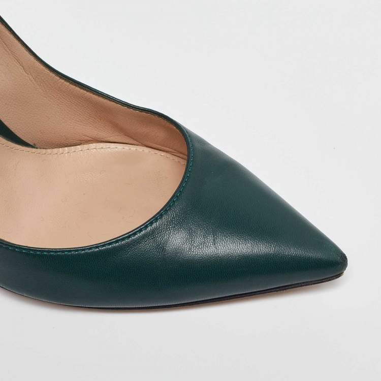 Pre Owned Gianvito Rossi Green Leather Gianvito Pumps Size 38.5