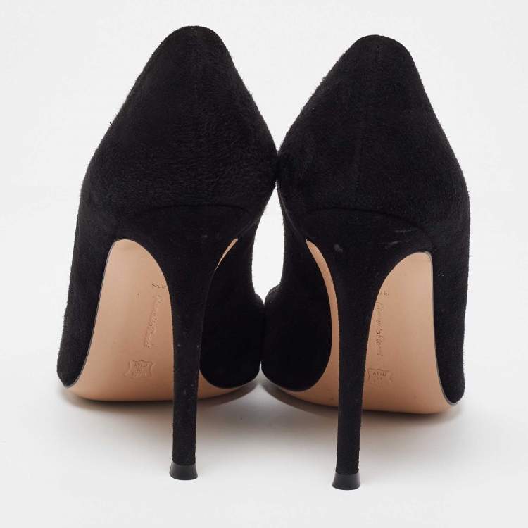 Pre Owned Gianvito Rossi Black Suede Gianvito 105 Pointed Toe Pumps Size 38.5