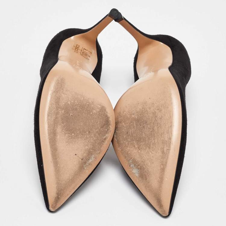 Pre Owned Gianvito Rossi Black Suede Gianvito 105 Pointed Toe Pumps Size 38.5