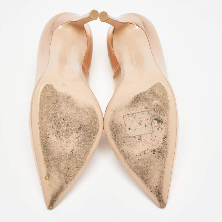 Pre Owned Gianvito Rossi Dull Gold Leather Gianvito 105 Pumps Size 36.5