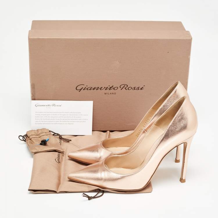 Pre Owned Gianvito Rossi Dull Gold Leather Gianvito 105 Pumps Size 36.5